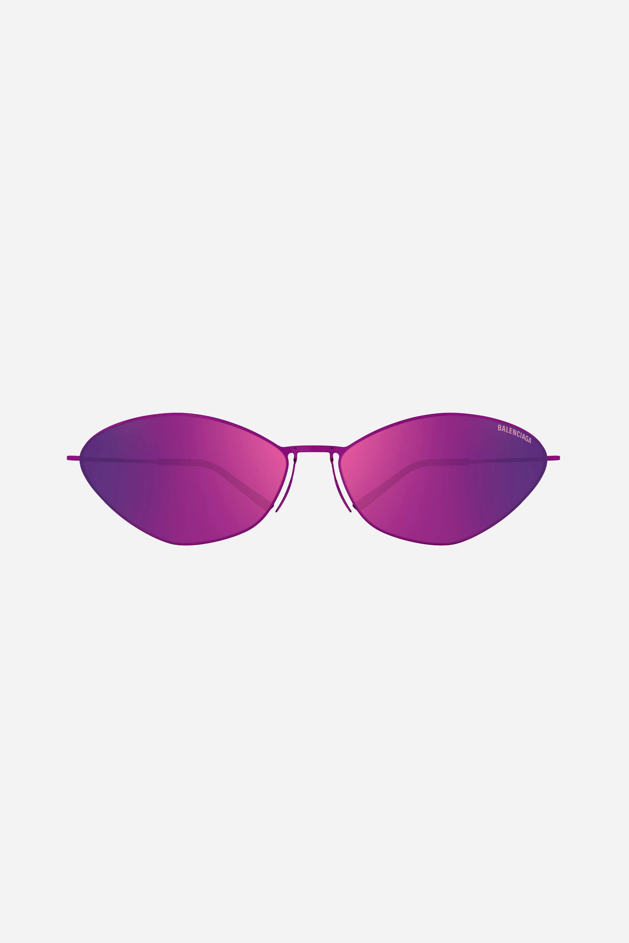 Gafas de sol Balenciaga de una sola pieza metalizadas en color morado