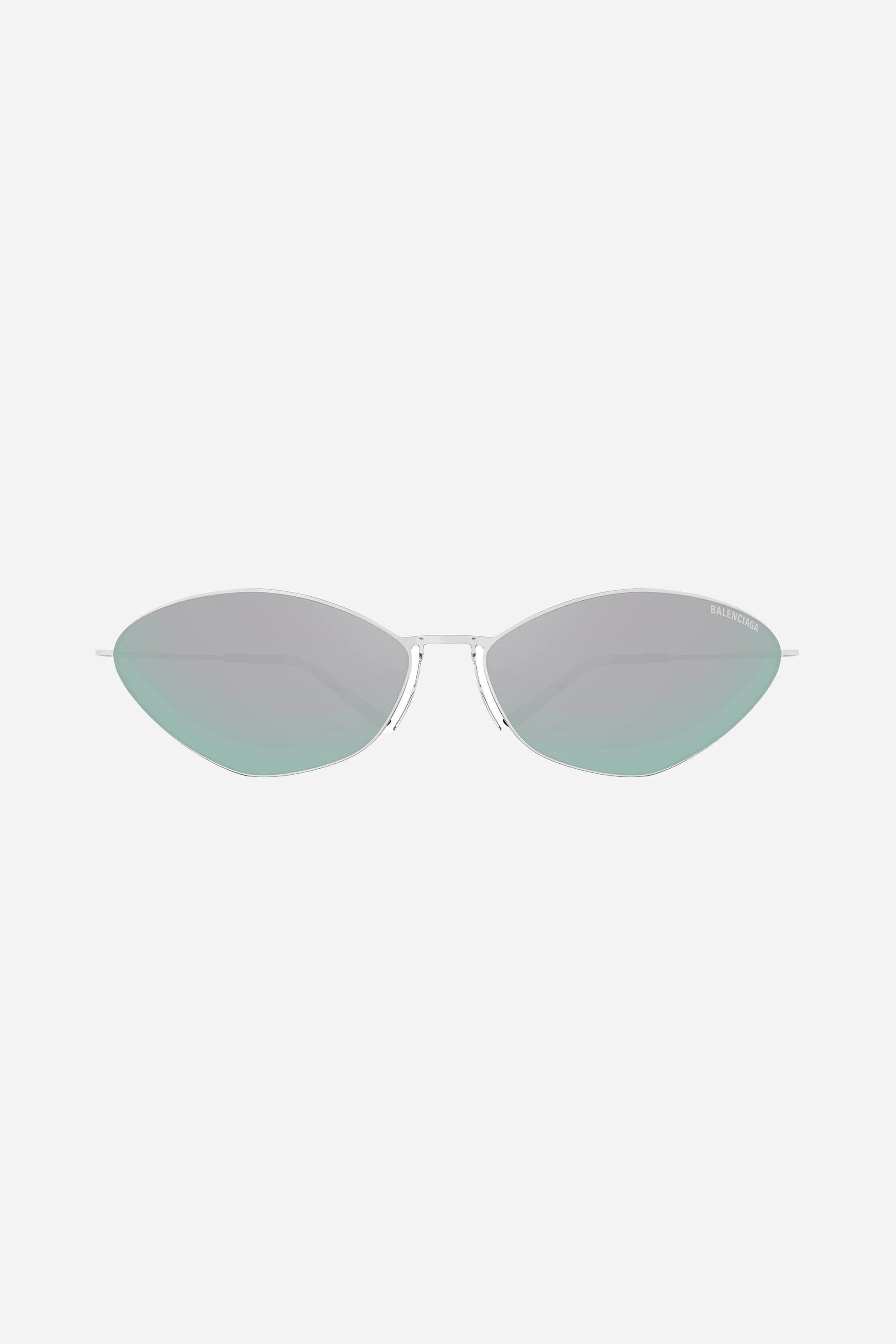 Gafas de sol Balenciaga de una sola pieza en color plata metalizada