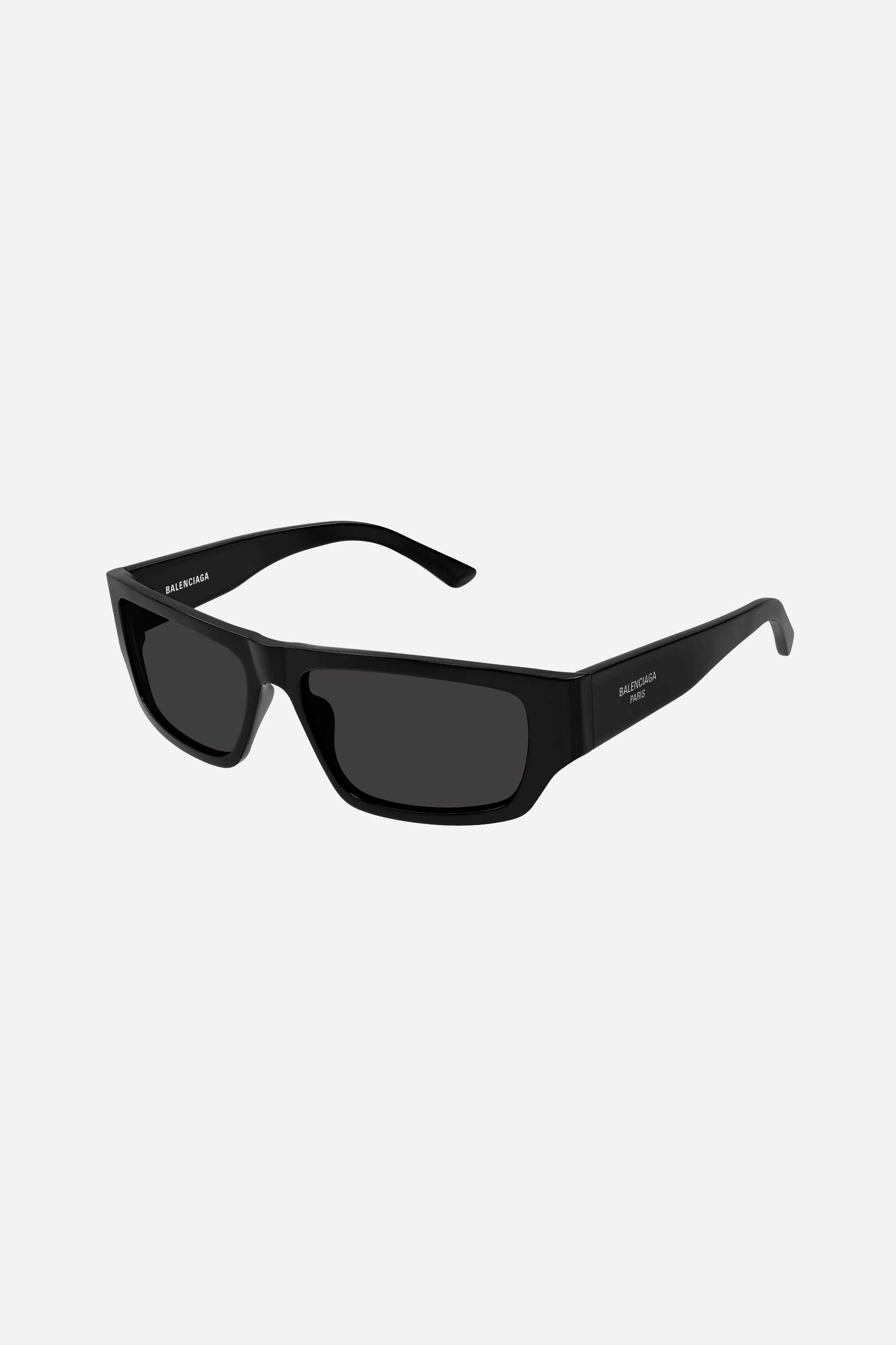 Gafas de sol Balenciaga rectangulares negras con lentes grises
