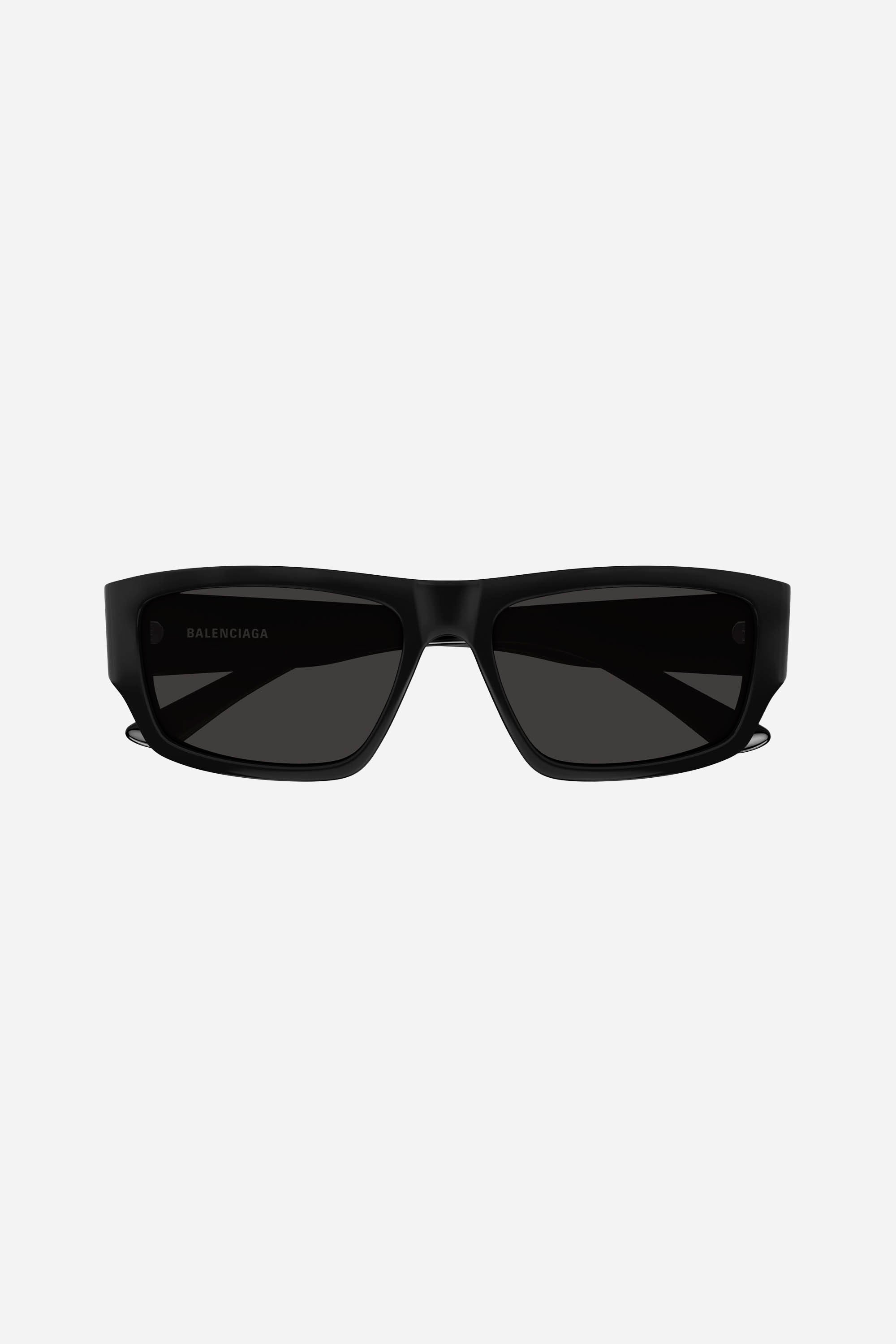 Gafas de sol Balenciaga rectangulares negras con lentes grises