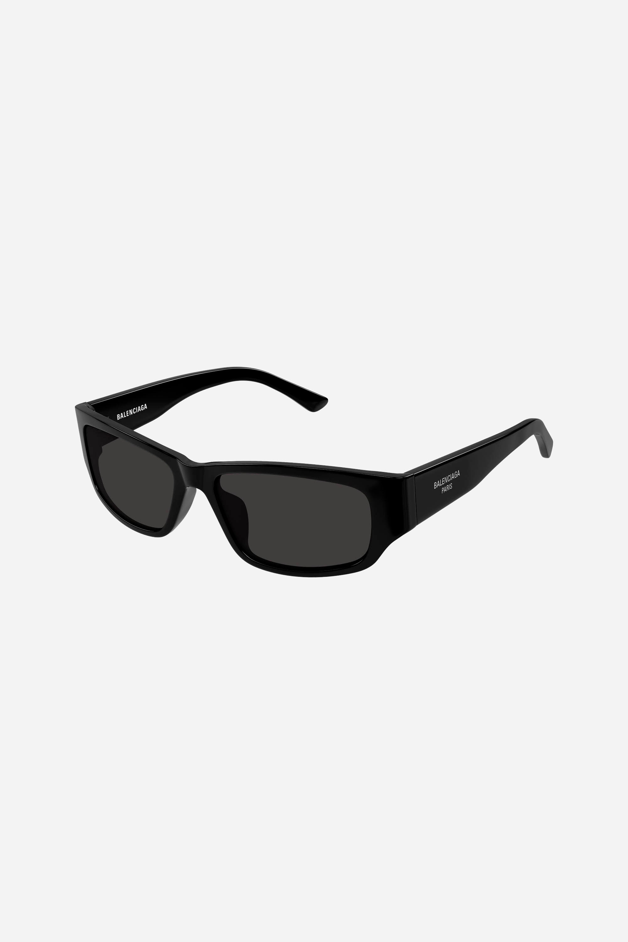 Gafas de sol Balenciaga rectangulares negras con lentes grises