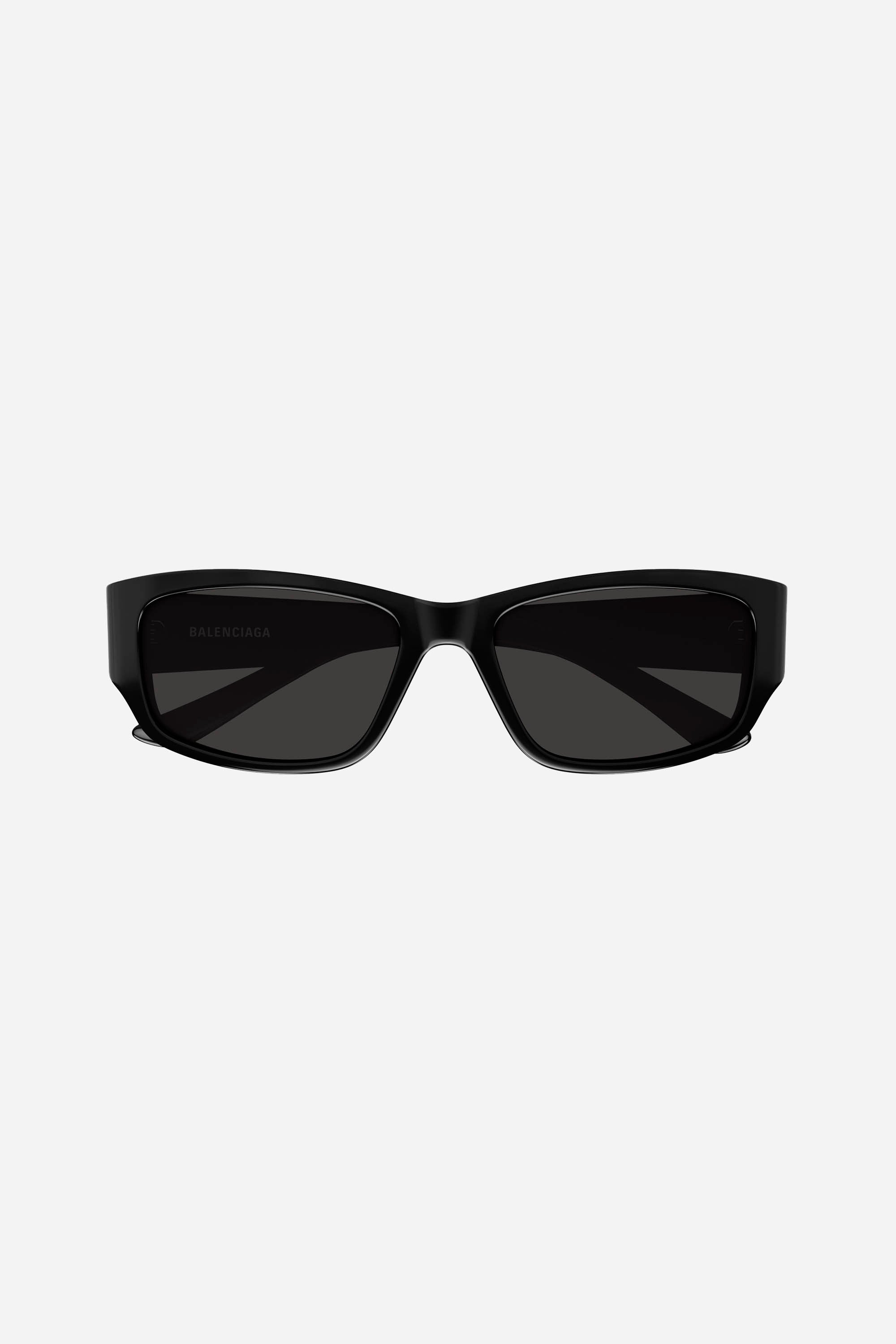Gafas de sol Balenciaga rectangulares negras con lentes grises