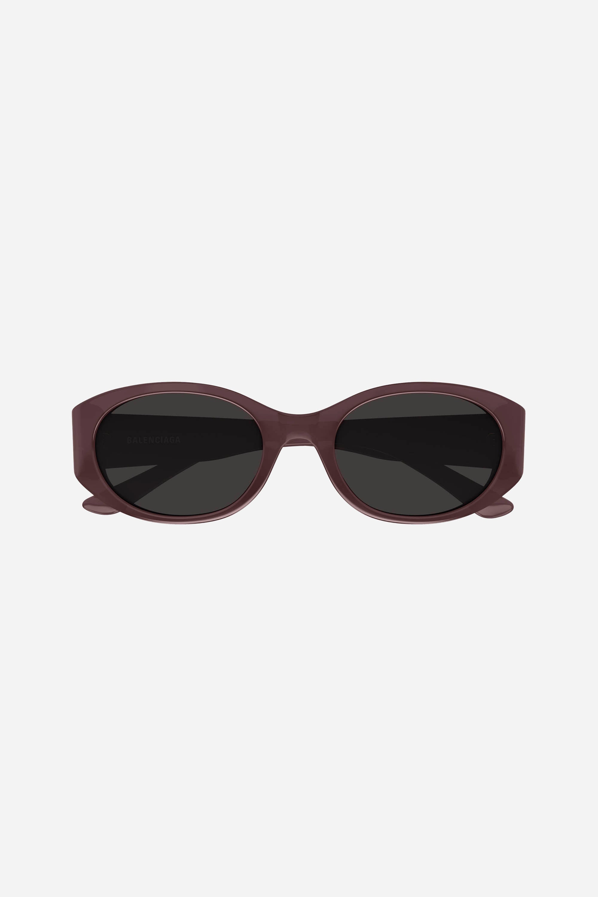 Gafas de sol Balenciaga ovaladas de color violeta con lentes grises
