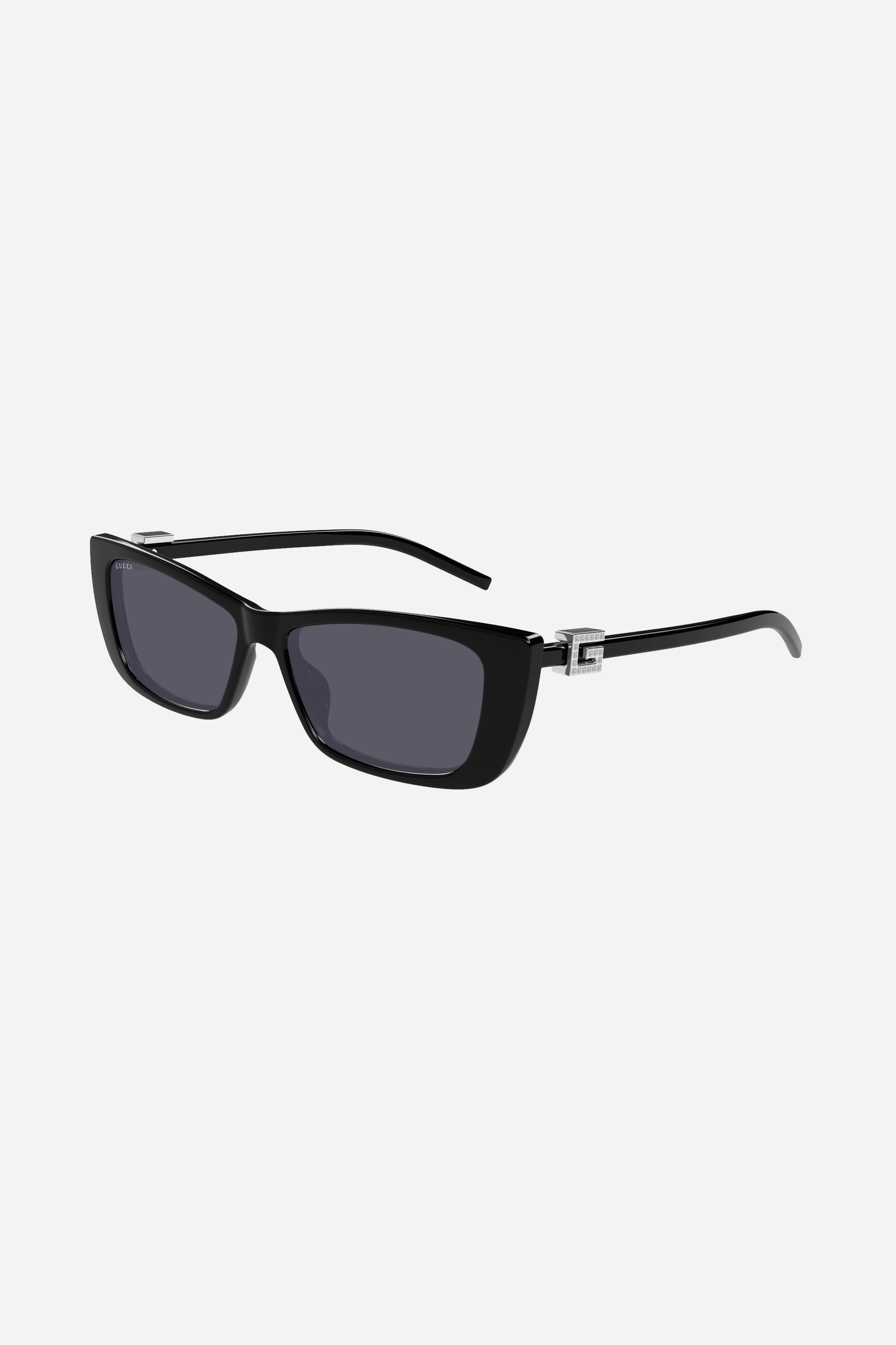 Gafas de sol Gucci de ojo de gato negras con logotipo plateado