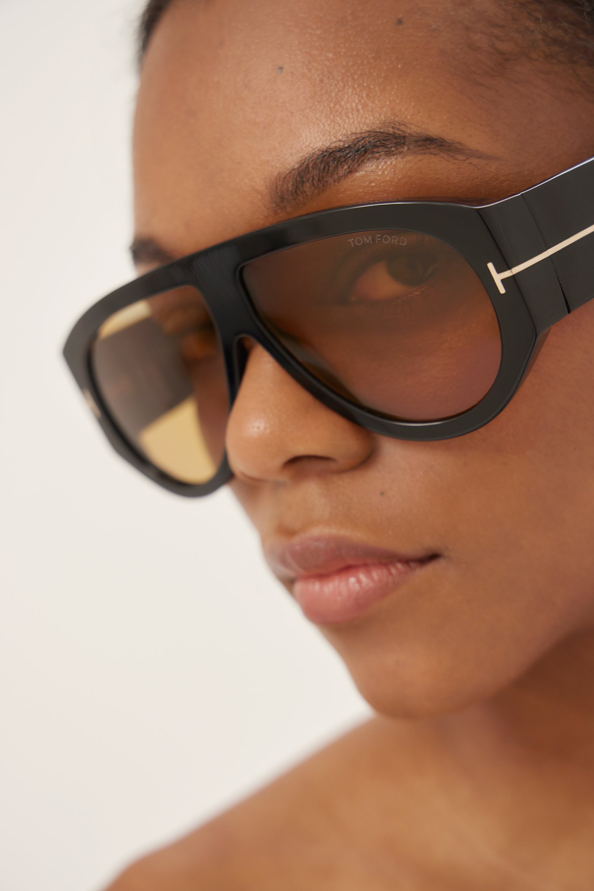 Occhiali da sole pilota Tom Ford Bronson neri e gialli
